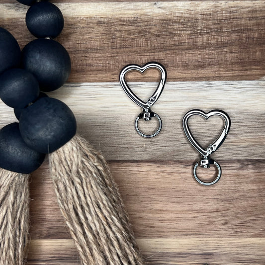 Heart Shape Swivel Spring Clasp- Silver