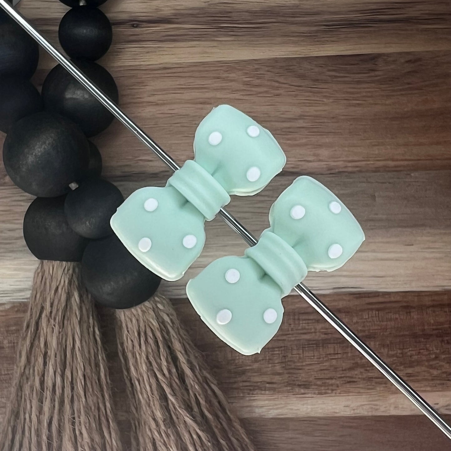 3D Mint Polka Dot Bow