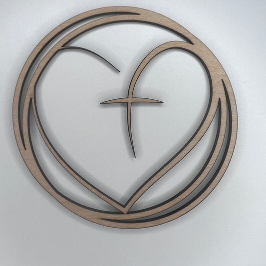 Cross in Heart Wood Blank