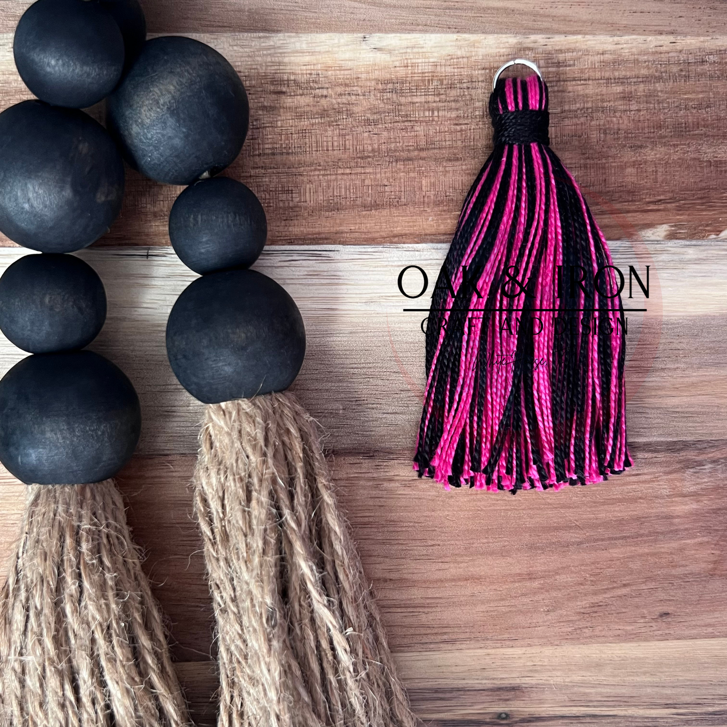 Hand Tied Tassel- Magenta/Black