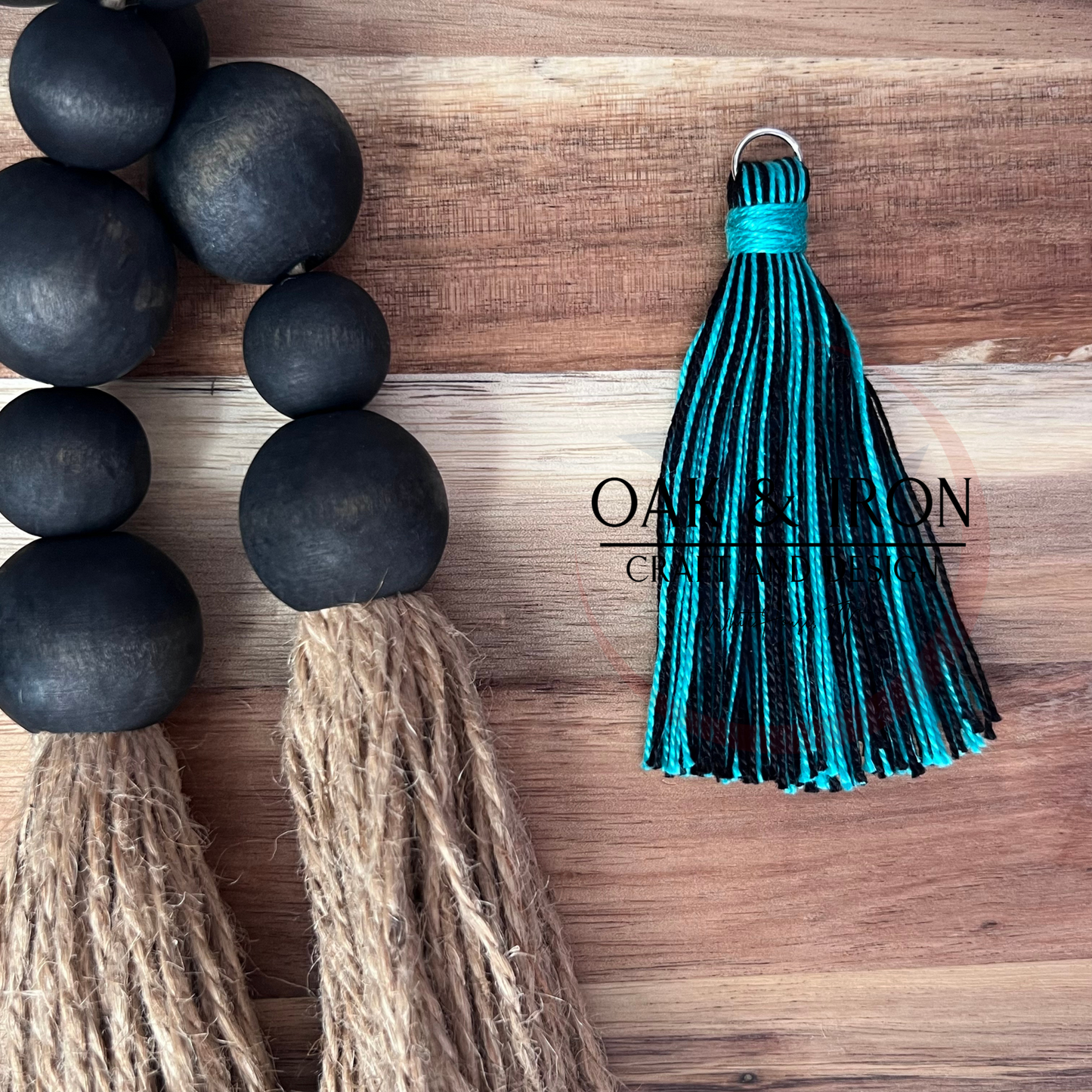 Hand Tied Tassel- Turquoise/Black